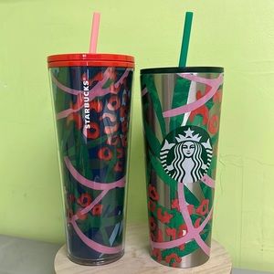 Set- stainless steel and acrylic venti tumblers! Colorful leopard ♥️
